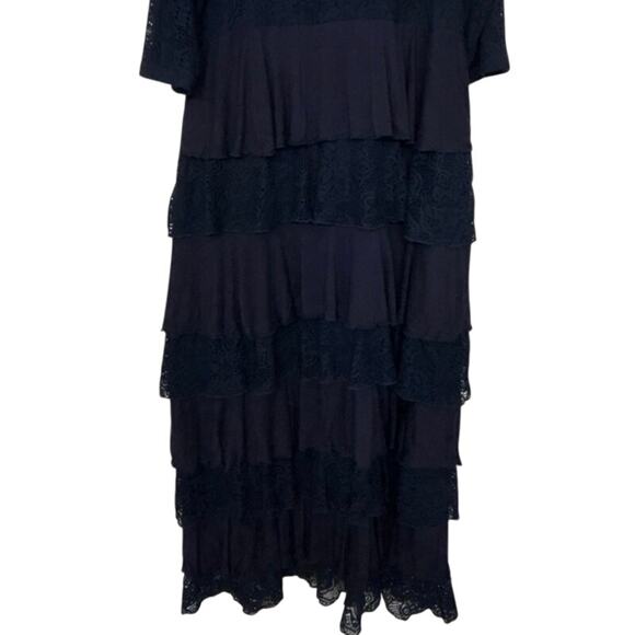 Dainty Jewels Navy Blue Modest Lace Tiered Ruffle Maxi Dress 3X Cottagecore - Picture 5 of 13